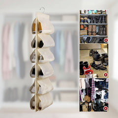 Closet hanging shoe storage pocket organizer