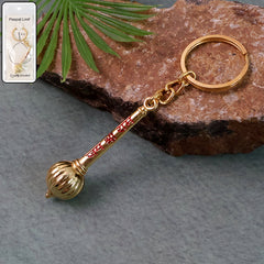 Mace Design Jai Shree Ram golden metal keychain front view