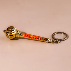 Golden metal keychain with sturdy ring and chain
