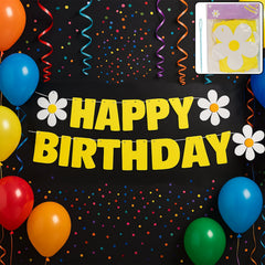 Happy Birthday Party Decoration Banner Set with floral letters