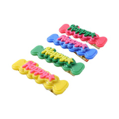 Bright Snap Hair Clips with Happy Text