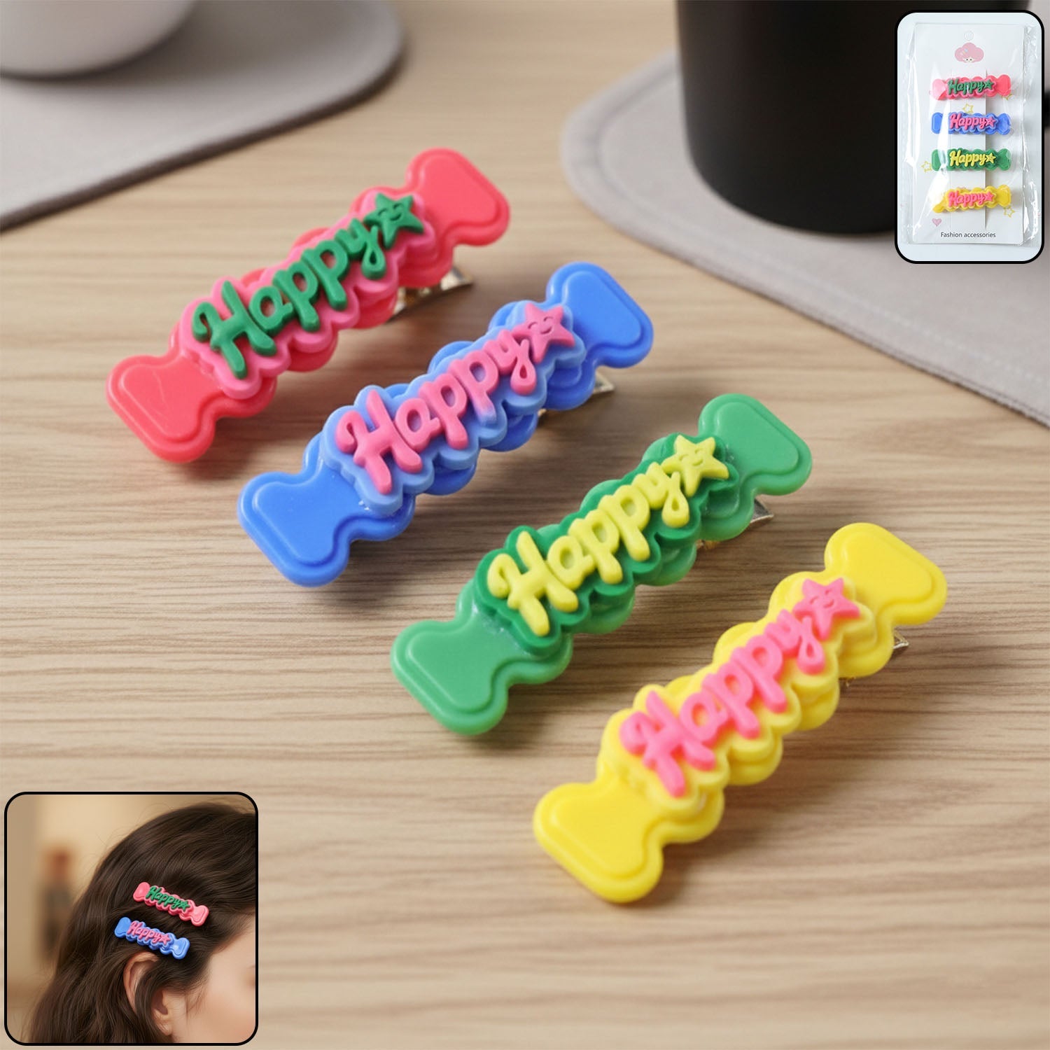 Cute Happy Bone-Shaped Snap Hair Clip Set