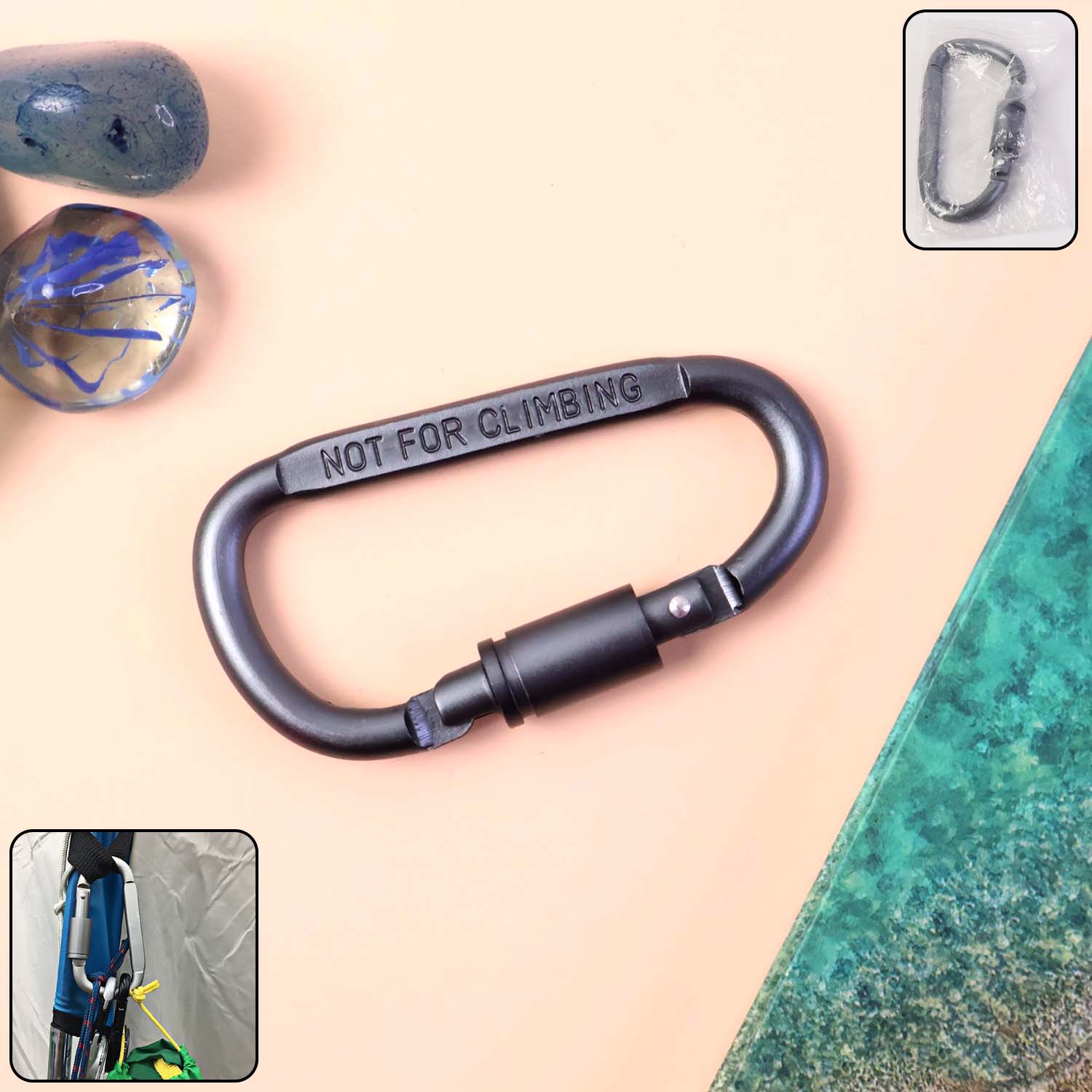 Heavy-Duty Metal Carabiner Hook with Screw Lock