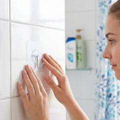 Self-stick clear flower plastic wall hook on glass