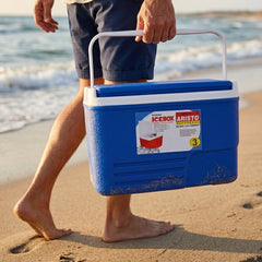 blue portable ice storage cooler box travel use