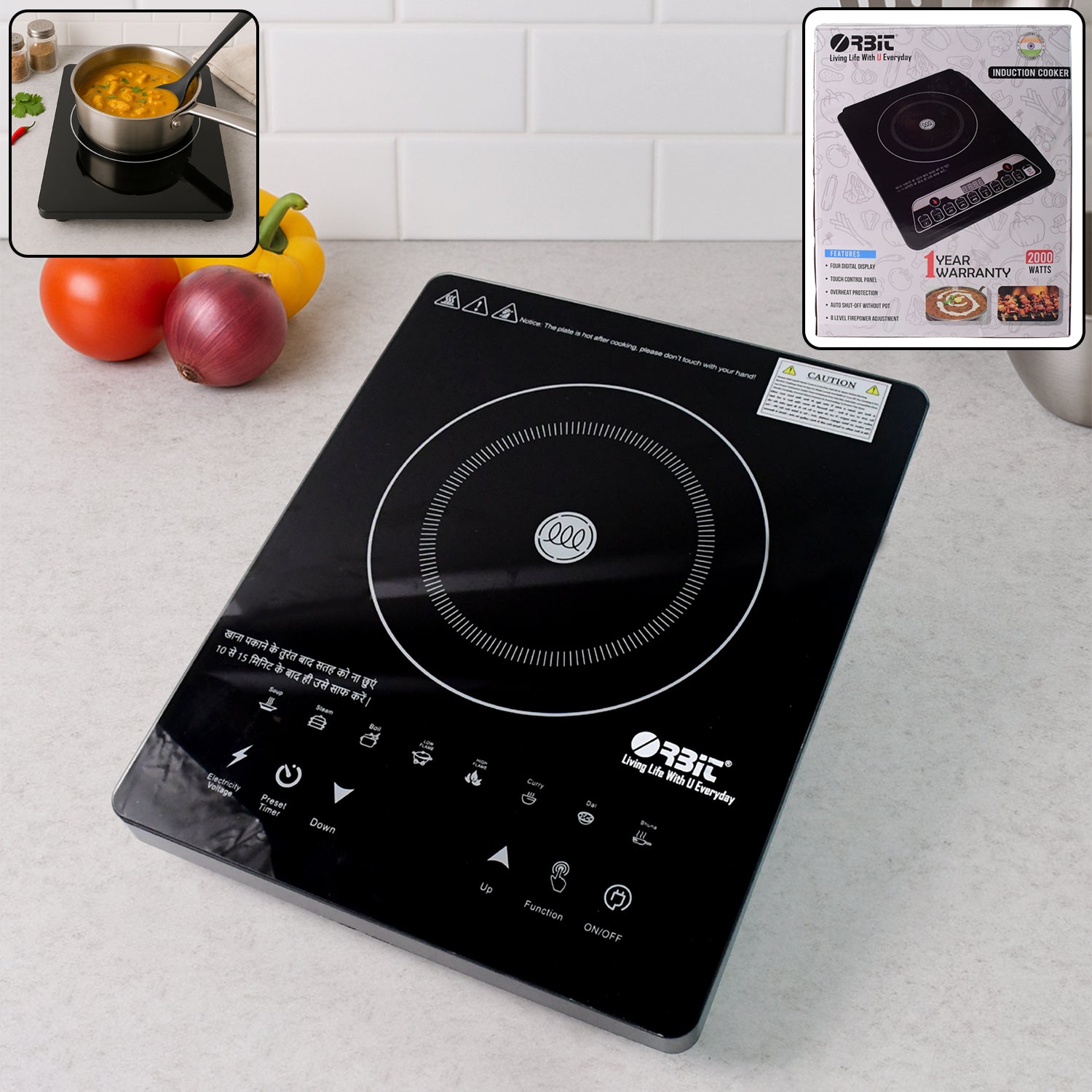 Orbit 2000W Induction Cooker with Touch Control Cooking Plate