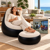 Inflatable Sofa Chair with Footstool & Pump - Portable Lounge