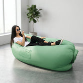 Foldable inflatable green air sofa for comfortable outdoor lounging