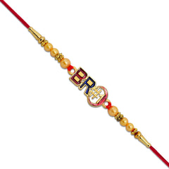 Bro #1 Rakhi with Golden Beads & Enamel Finish