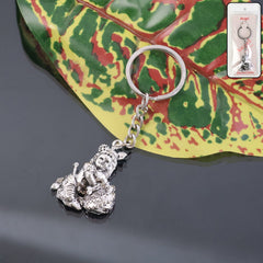Silver Bal Krishna Makhan Chor metal keychain