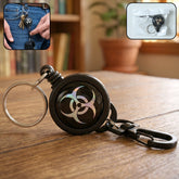Retractable keychain with durable clip attached to belt loop