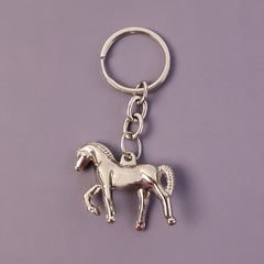 Stylish chrome horse keychain with ring