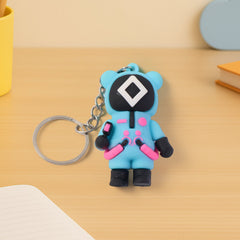 Cartoon character silicone keychain on keyring