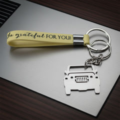 Dual-Keyring Metal Car Keychain with Soft Grip Strap