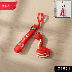 Cartoon Snake Keychain with 'I Love You' Strap & Hook