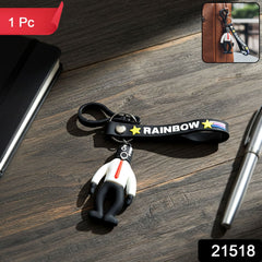 Cartoon man figure keychain close-up
