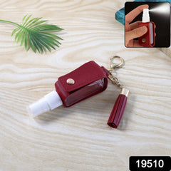 Portable hand sanitizer holder with refillable bottle & tassel