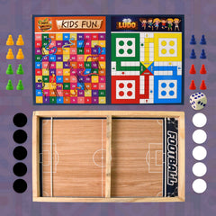 3-in-1 Wooden Board Game Set with Ludo, Snakes & Ladders