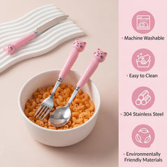 3-in-1 kids fork, knife, spoon set with easy grip handles