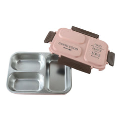 Lunch box with leak-proof plastic lid secured