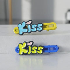 Cute “Kiss” Text Hair Clip Set (2 Pc)