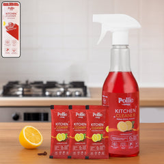 Pollic Kadam kitchen cleaner spray bottle and sachets