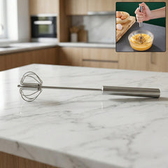 Stainless Steel Hand Push Rotary Whisk (1 Pc, 29 Cm)