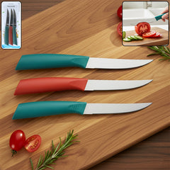 Multipurpose stainless steel fruit knife set with 3 knives