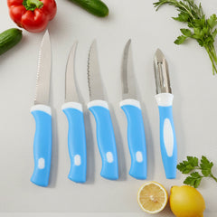 Stainless steel knife blades and ergonomic handles