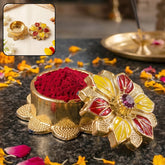 Decorative golden kankavati kumkum box