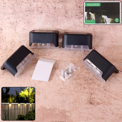 DeoDap 4-Piece Solar Waterproof Garden Stair Railing Lights - main product shot