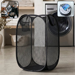Collapsible Mesh Laundry Hamper Portable Clothes Storage Basket(1 Pc,34x34x57cm)