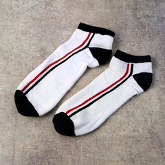 White & Black Striped Low-Cut Sports Socks (1 Pair)