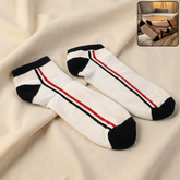 White & Black Striped Low-Cut Sports Socks (1 Pair)