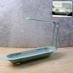 Adjustable telescopic sink storage rack with sponges & brush