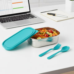 Closed stainless steel lunch box for travel and office use