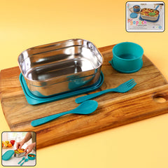 Premium stainless steel lunch box set with lid and cutlery