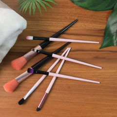Complete set of soft makeup brushes for face and eyes