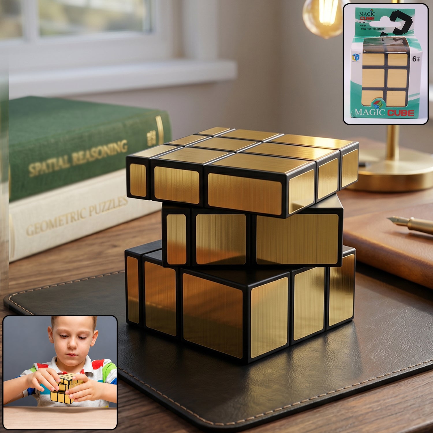 Premium Golden Magic Puzzle Cube front view