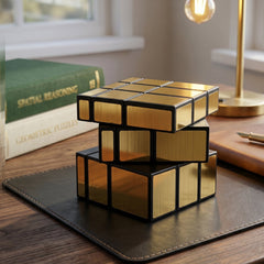 Close-up of rotating puzzle cube