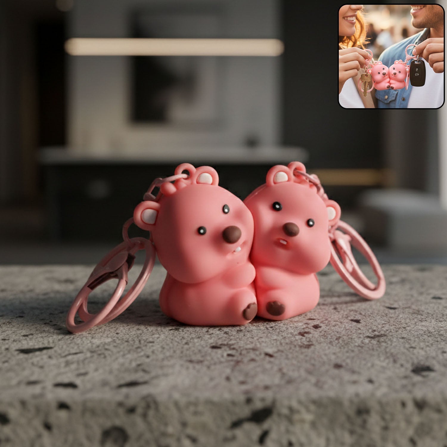 Matching Couple Bear Keychain Set
