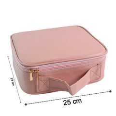 Pink Cosmetic Storage Bag with LED Mirror