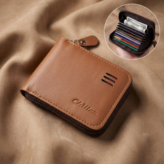Compact zip-around cardholder wallet in black