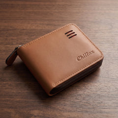 Man holding premium card holder wallet