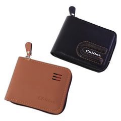 Man using card holder wallet outdoors