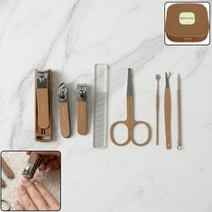 Professional manicure pedicure kit with tools laid out