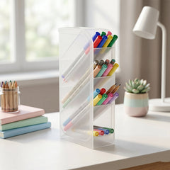 Plastic Multi-Storage Holder with four compartments for markers and pens