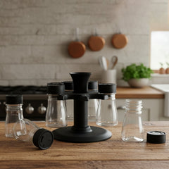 Spice storage rack set with transparent jars