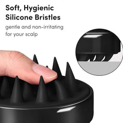 Using scalp shampoo brush on hair with shampoo