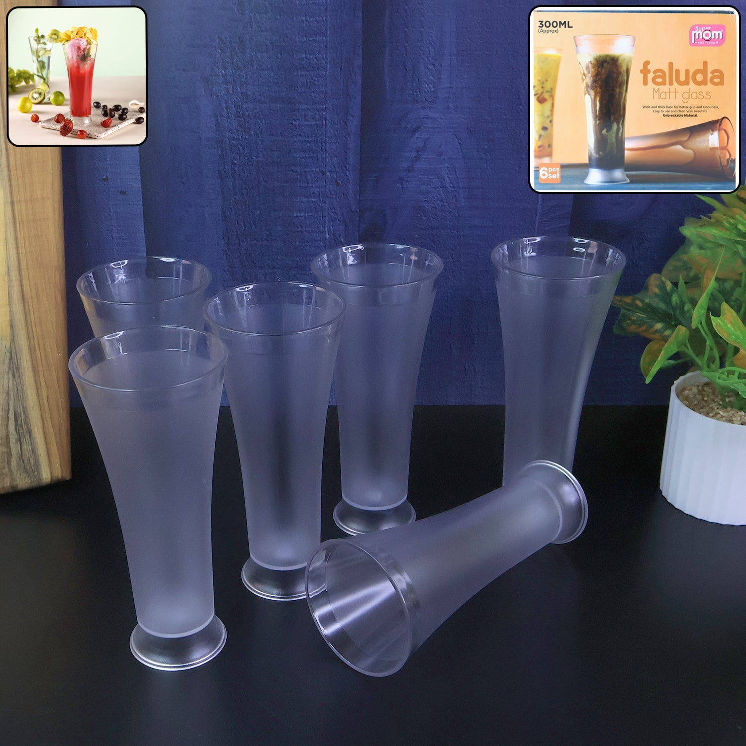 Supermom Matt Finish Plastic Glass Set - 6 Pieces